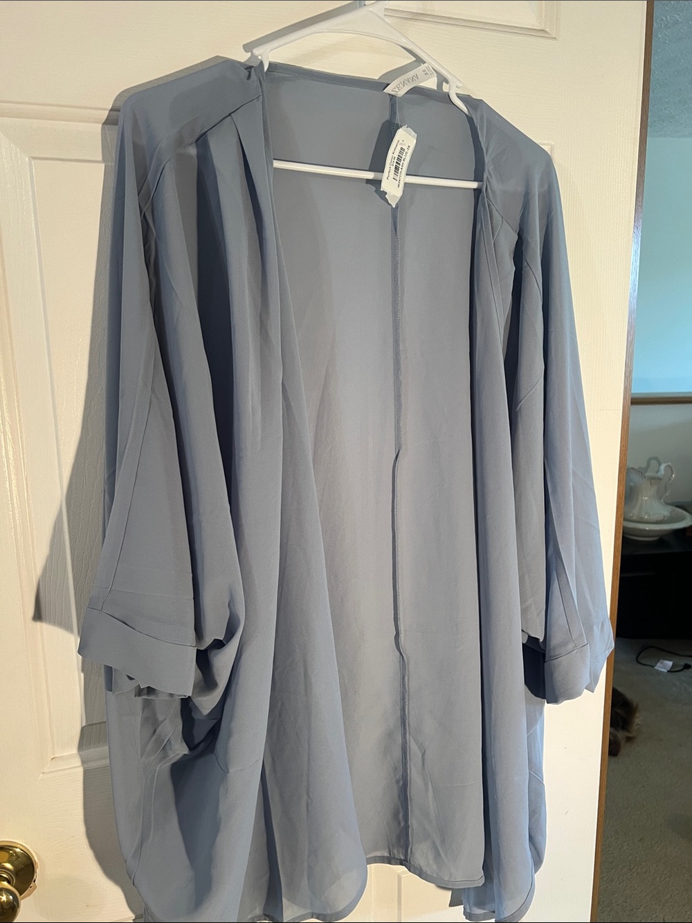 Zenana Outfitters Light Blue Open Front Kimono